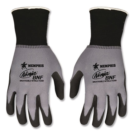 Ninja Nitrile Coating Nylon/spandex Gloves, Black/gray, Small, Dozen