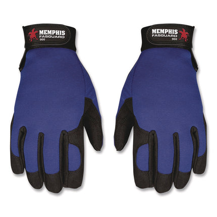 Clarino Synthetic Leather Palm Mechanics Gloves, Blue/black, Medium