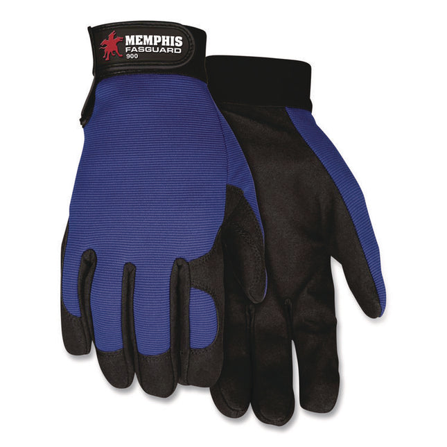 Clarino Synthetic Leather Palm Mechanics Gloves, Blue/black, Medium