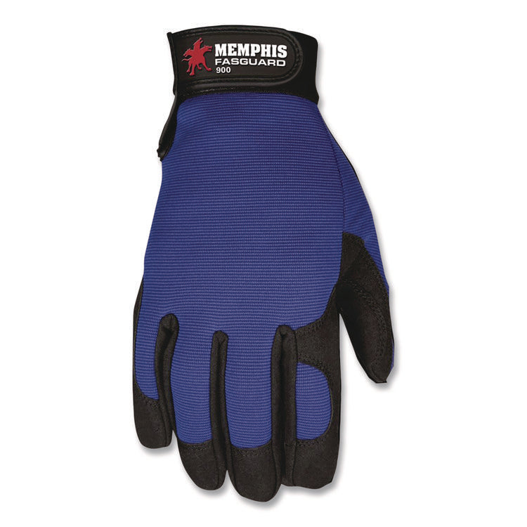 Clarino Synthetic Leather Palm Mechanics Gloves, Blue/black, X-Large