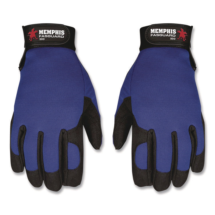 Clarino Synthetic Leather Palm Mechanics Gloves, Blue/black, X-Large