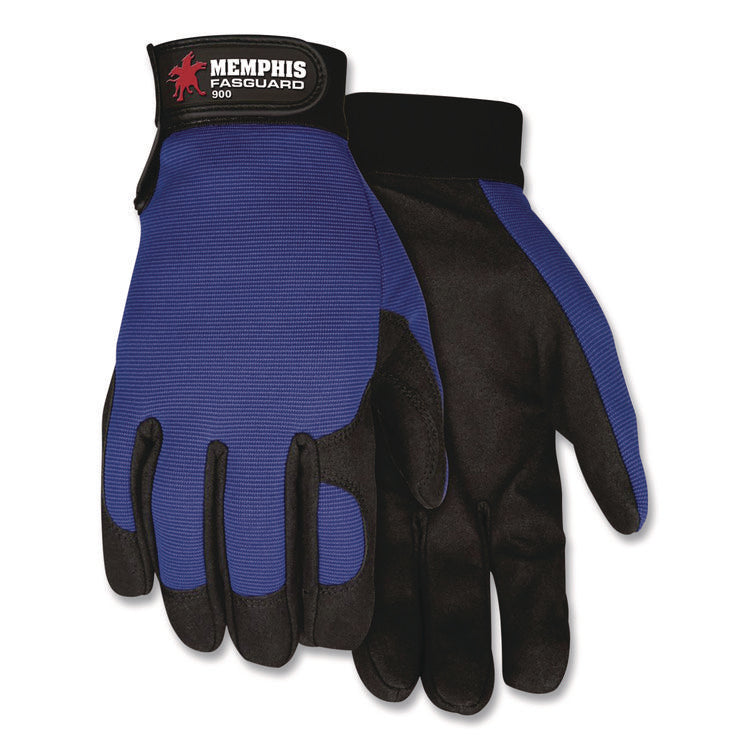 Clarino Synthetic Leather Palm Mechanics Gloves, Blue/black, X-Large