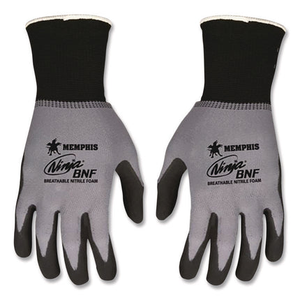 Ninja Nitrile Coating Nylon/spandex Gloves, Black/gray, Large, Dozen