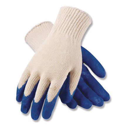 Seamless Knit Cotton/Polyester Gloves, Regular Grade, Large, Natural/Blue, 12 Pairs