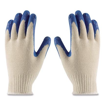 Seamless Knit Cotton/Polyester Gloves, Regular Grade, Large, Natural/Blue, 12 Pairs