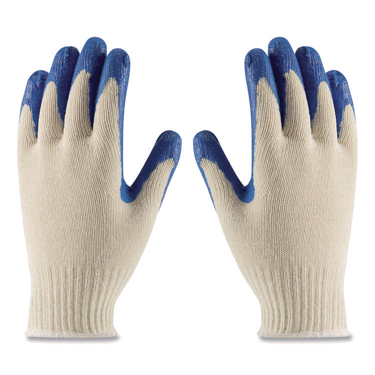 Seamless Knit Cotton/Polyester Gloves, Regular Grade, Large, Natural/Blue, 12 Pairs