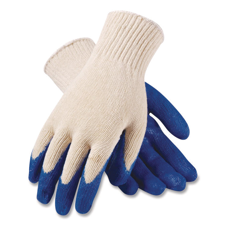Seamless Knit Cotton/Polyester Gloves, Regular Grade, Medium, Natural/Blue, 12 Pairs