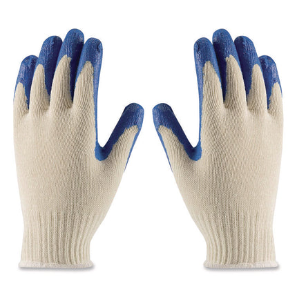 Seamless Knit Cotton/Polyester Gloves, Regular Grade, Medium, Natural/Blue, 12 Pairs