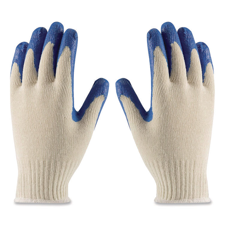 Seamless Knit Cotton/Polyester Gloves, Regular Grade, Medium, Natural/Blue, 12 Pairs