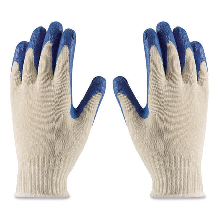 Seamless Knit Cotton/Polyester Gloves, Regular Grade, Small, Natural/Blue, 12 Pairs