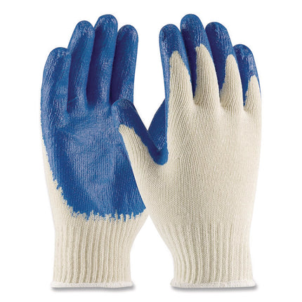 Seamless Knit Cotton/Polyester Gloves, Regular Grade, X-Large, Natural/Blue, 12 Pairs