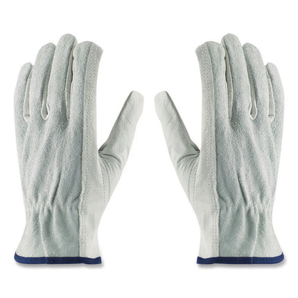 Top-Grain Leather Drivers Gloves With Shoulder-Split Cowhide Leather Back, Large, Gray