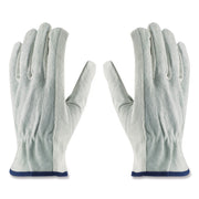 Top-Grain Leather Drivers Gloves With Shoulder-Split Cowhide Leather Back, Large, Gray