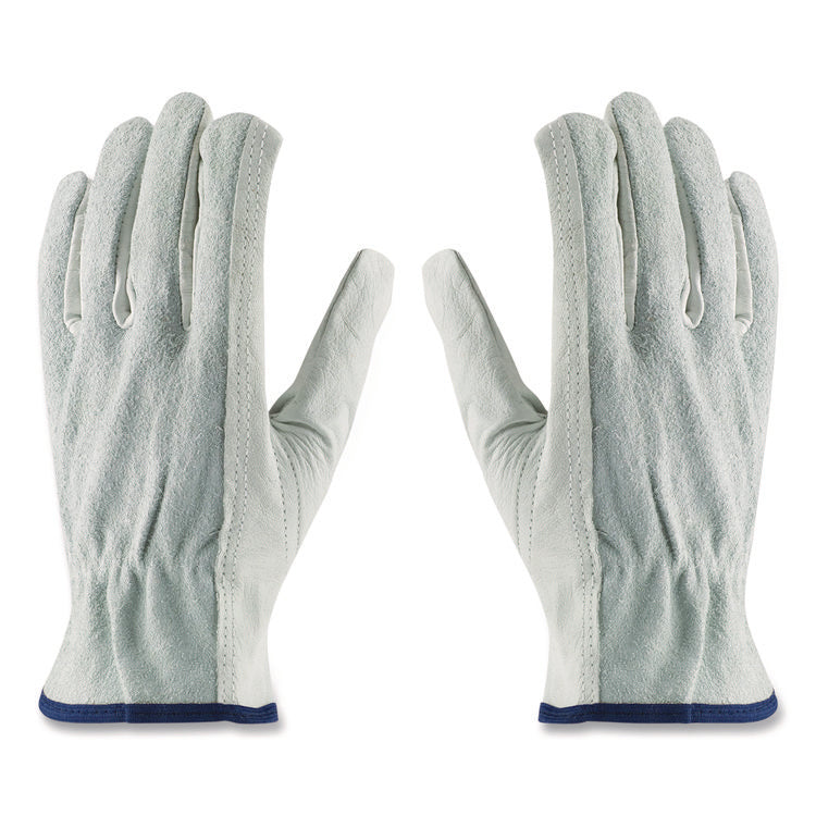 Top-Grain Leather Drivers Gloves With Shoulder-Split Cowhide Leather Back, Large, Gray