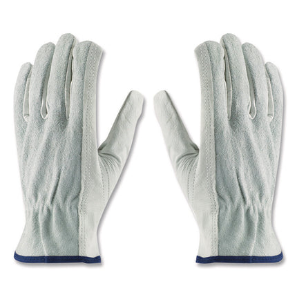 Top-Grain Leather Drivers Gloves With Shoulder-Split Cowhide Leather Back, Medium, Gray