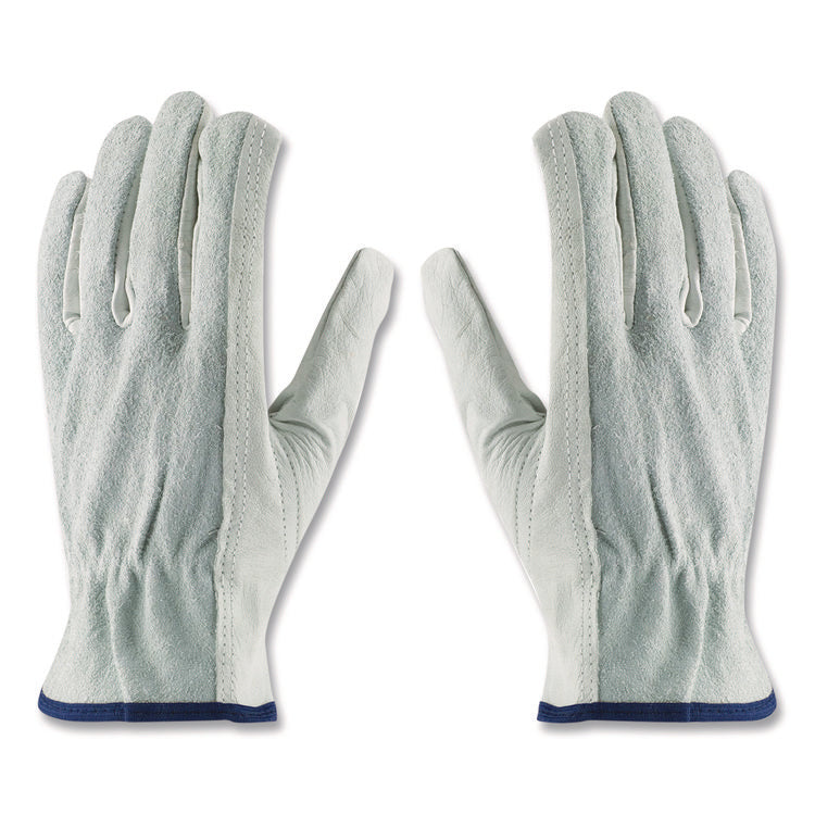 Top-Grain Leather Drivers Gloves With Shoulder-Split Cowhide Leather Back, Medium, Gray