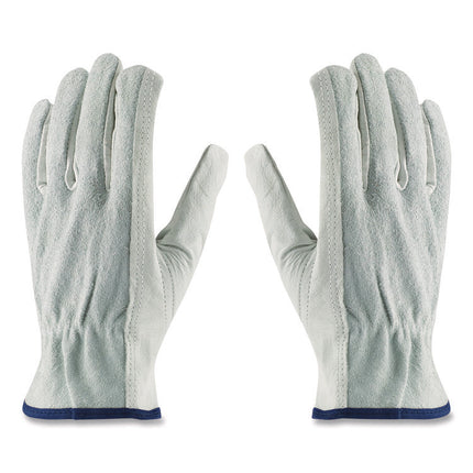 Top-Grain Leather Drivers Gloves With Shoulder-Split Cowhide Leather Back, X-Large, Gray