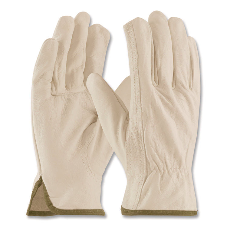 Economy Grade Top-Grain Cowhide Leather Drivers Gloves, Medium, Tan