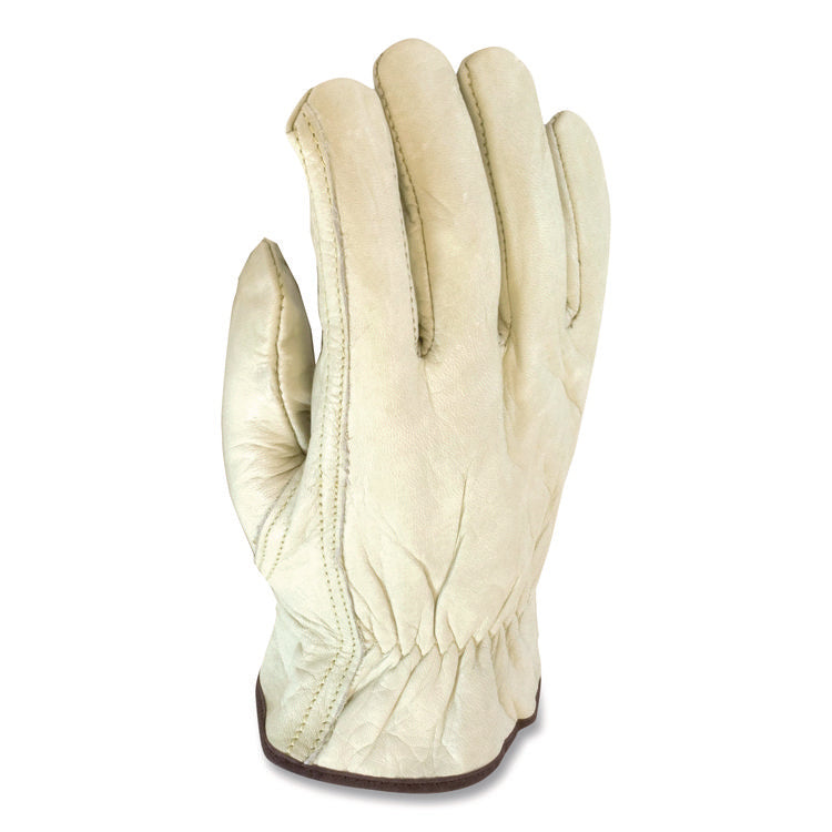 Economy Grade Top-Grain Cowhide Leather Drivers Gloves, Medium, Tan