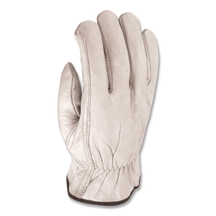 Top-Grain Pigskin Leather Drivers Gloves, Economy Grade, Large, Gray