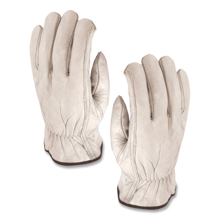 Top-Grain Pigskin Leather Drivers Gloves, Economy Grade, Large, Gray