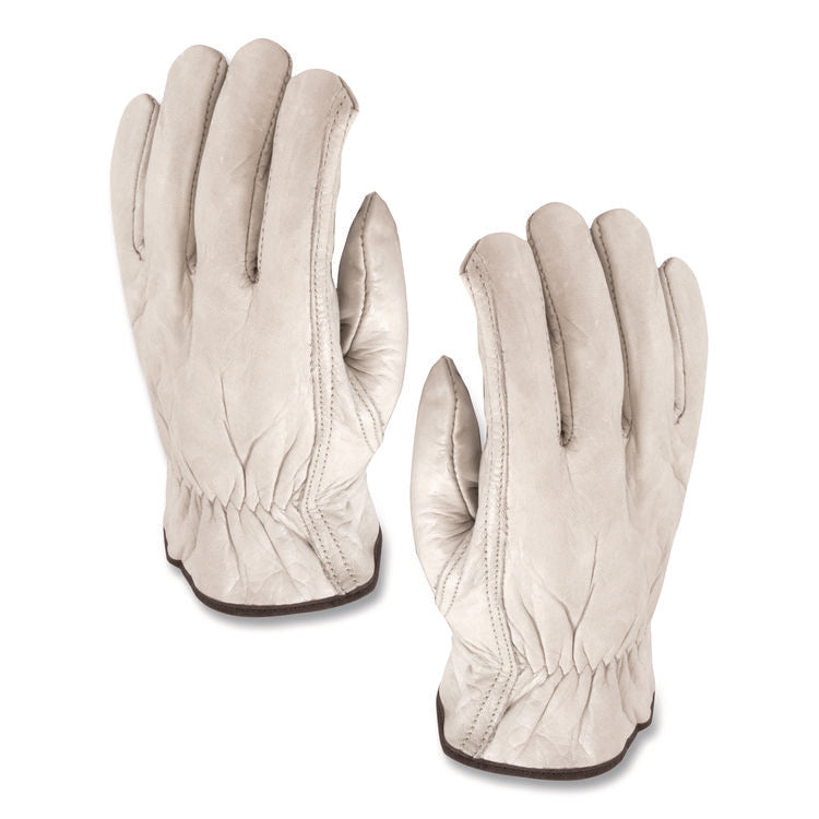 Top-Grain Pigskin Leather Drivers Gloves, Economy Grade, Medium, Gray