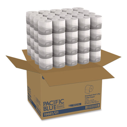 Pacific Blue Basic Embossed Bathroom Tissue, Septic Safe, 1-Ply, White, 550/roll, 80 Rolls/carton