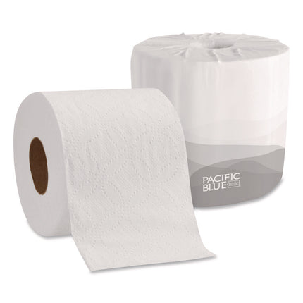 Pacific Blue Basic Embossed Bathroom Tissue, Septic Safe, 2-Ply, White, 550/roll, 80 Rolls/carton