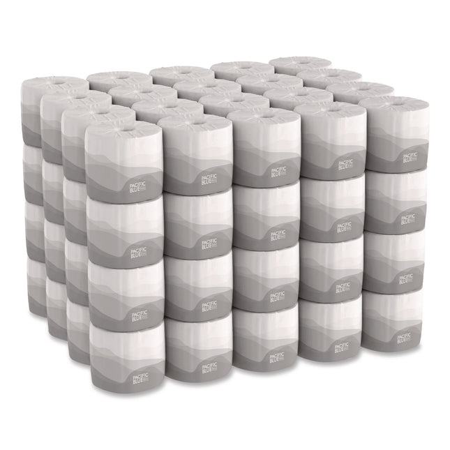Pacific Blue Basic Embossed Bathroom Tissue, Septic Safe, 2-Ply, White, 550/roll, 80 Rolls/carton