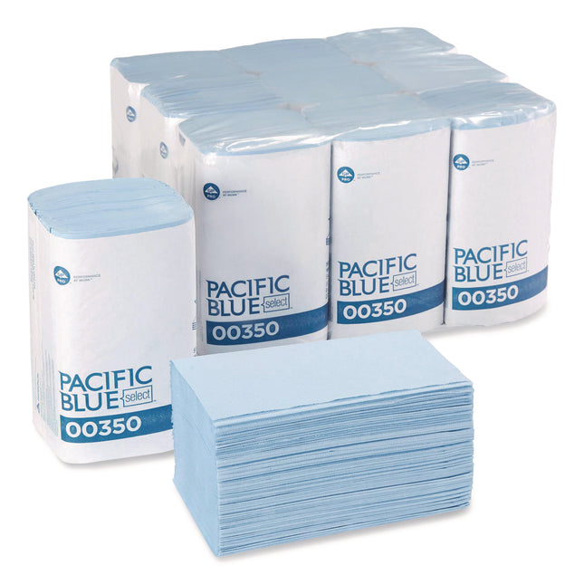 Two-Ply Singlefold Auto Care Paper Wipers, 9.5 x 10.5, Blue, 250/Pack, 9 Packs/Carton
