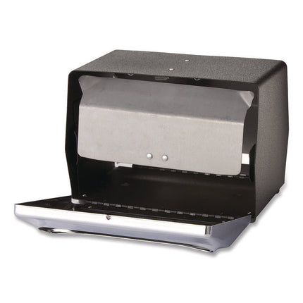 Tabletop Napkin Dispenser, 7.5" x 6" x 5.3", Black/Chrome