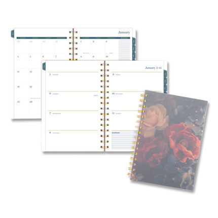 Midnight Garden Weekly/Monthly Planner, 8.5 x 5.5, Floral Artwork, Black/Pink/Green Cover, 12-Month (Jan-Dec): 2026