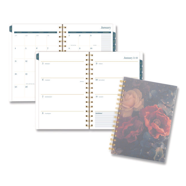 Midnight Garden Weekly/Monthly Planner, 8.5 x 5.5, Floral Artwork, Black/Pink/Green Cover, 12-Month (Jan-Dec): 2026