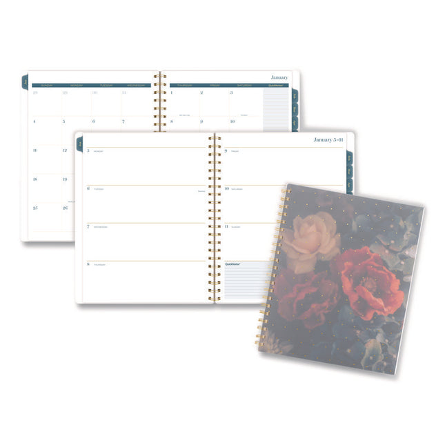 Midnight Garden Weekly/Monthly Planner, 11 x 8.5, Floral Artwork, Black/Pink/Green Cover, 12-Month (Jan-Dec): 2026
