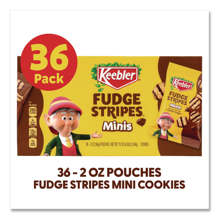 Mini Cookies, Fudge Stripes, 2 oz Pouch, 36/Box
