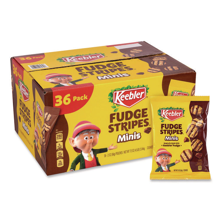 Mini Cookies, Fudge Stripes, 2 oz Pouch, 36/Box