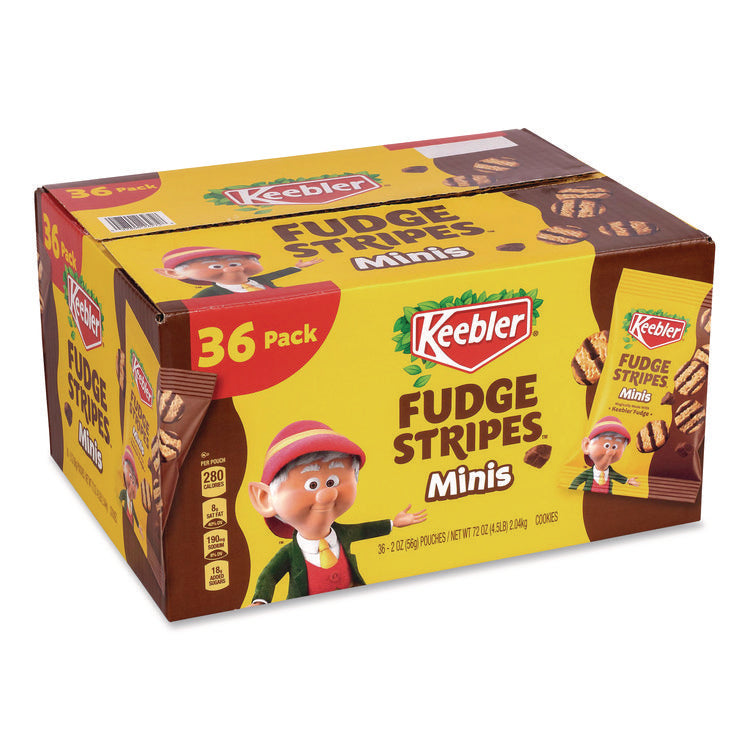 Mini Cookies, Fudge Stripes, 2 oz Pouch, 36/Box