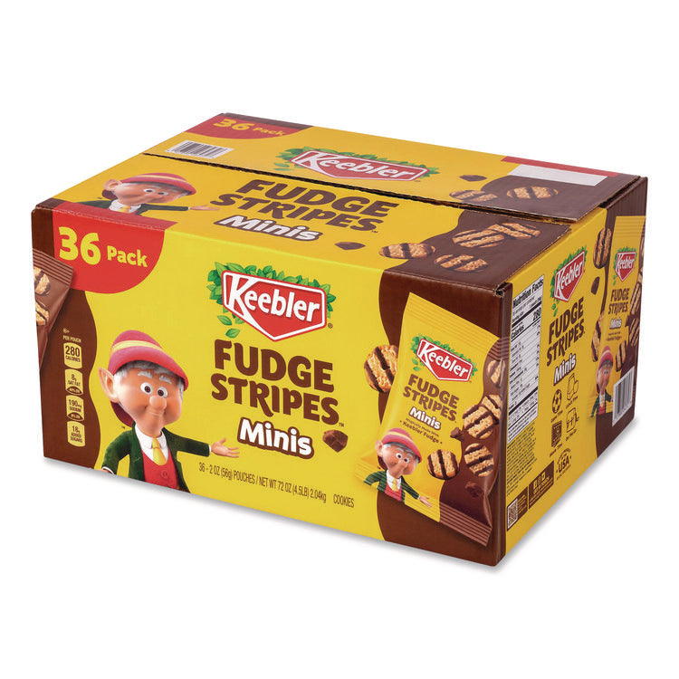Mini Cookies, Fudge Stripes, 2 oz Pouch, 36/Box