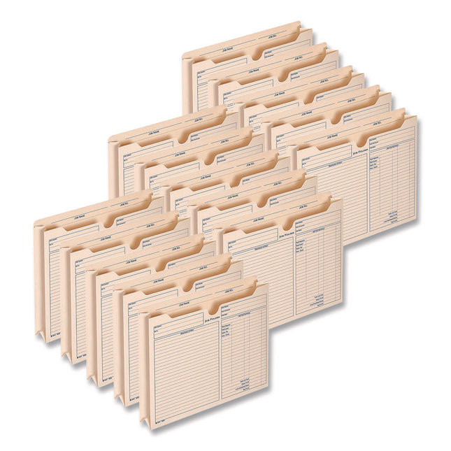 Pre-Printed Heavy-Duty Reinforced File Pocket, 2" Expansion, Letter Size, Manila, 15/Pack