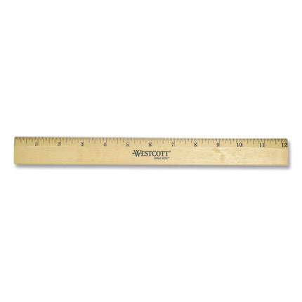 Beveled Wood Ruler, Standard, 12" Long, Natural Hardwood, 12/pack