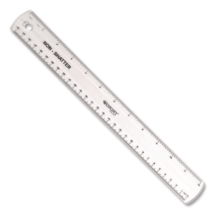Non-Shatter Flexible Ruler, Standard/metric, 12" (30 Cm) Long, Plastic, Clear, 12/box
