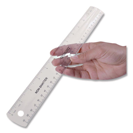 Non-Shatter Flexible Ruler, Standard/metric, 12" (30 Cm) Long, Plastic, Clear, 12/box