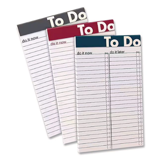 To Do Notepads, List-Management Format, Randomly Assorted Headband Colors, 50 White 5 X 8 Sheets