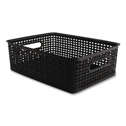 Plastic Weave Bin, Medium, 14" X 10.5" X 4.63", Black
