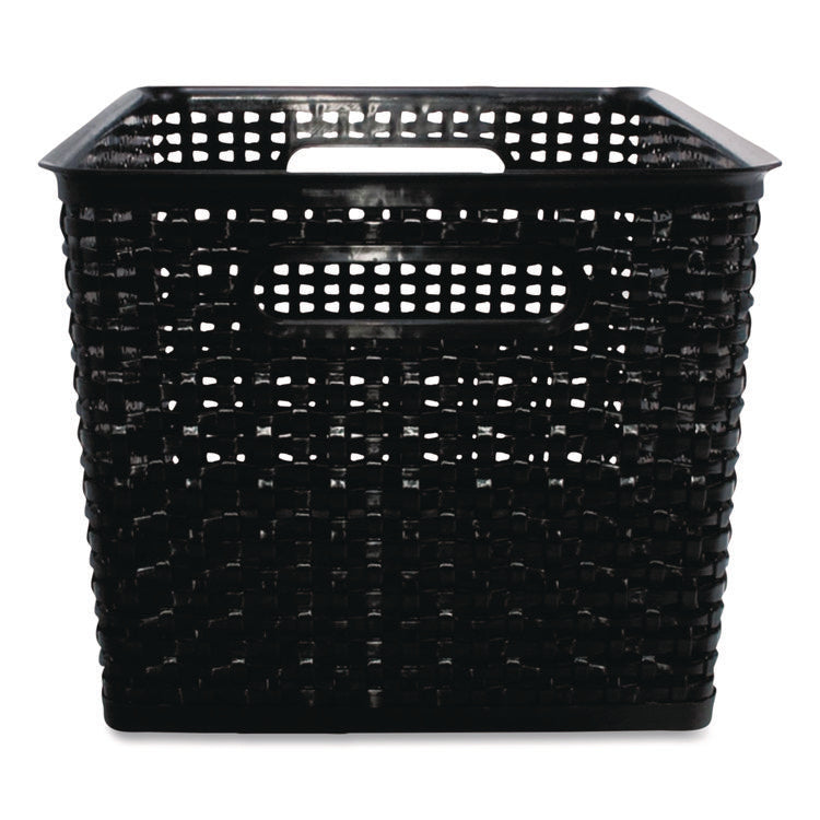 Plastic Weave Bin, Large, 13.5" X 10.5" X 8.75", Black