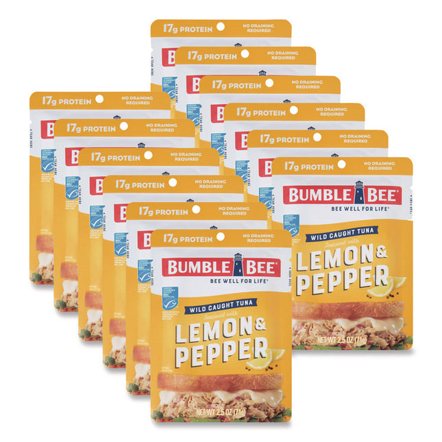 Ready To Enjoy Seasoned Tuna, Lemon And Pepper, 2.5 Oz Pouch, 12/carton