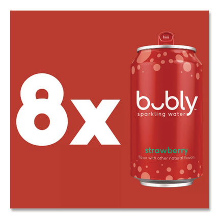Flavored Sparkling Water, Strawberry, 12 oz Can, 8 Cans/Pack, 3 Packs/Carton