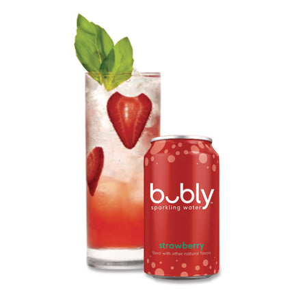 Flavored Sparkling Water, Strawberry, 12 oz Can, 8 Cans/Pack, 3 Packs/Carton