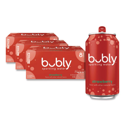 Flavored Sparkling Water, Strawberry, 12 oz Can, 8 Cans/Pack, 3 Packs/Carton