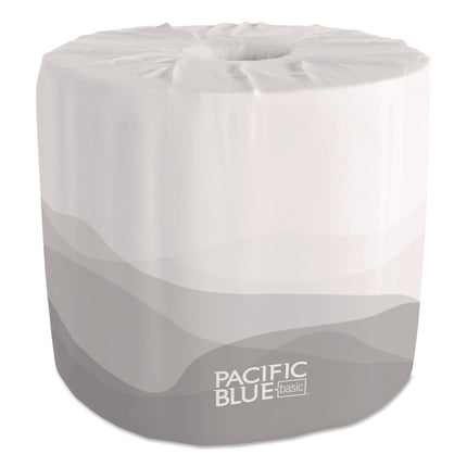 Pacific Blue Basic Embossed Bathroom Tissue, Septic Safe, 1-Ply, White, 550/roll, 80 Rolls/carton